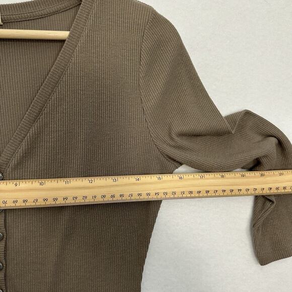 Guess Ribbed Henley Top Womens S Brown Metallic Shimmer V Neck Y2K Mean Girls - Picture 6 of 11